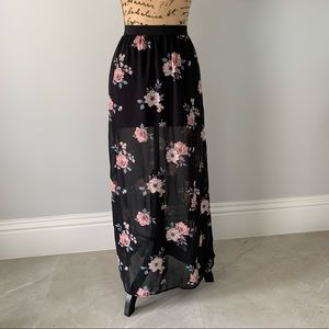 Divided Maxi Floral Skirt